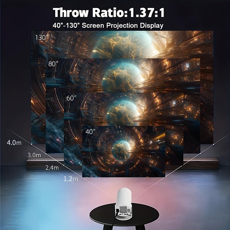 HY300 Pro Mini Portable Projector, 4K 260 ANSI Smart Projector With WiFi 6 Bluetooth 5.0, Screen Adjustment, 180 Degree Rotation, Home Video Projector Built-In Android 11.0 OS
