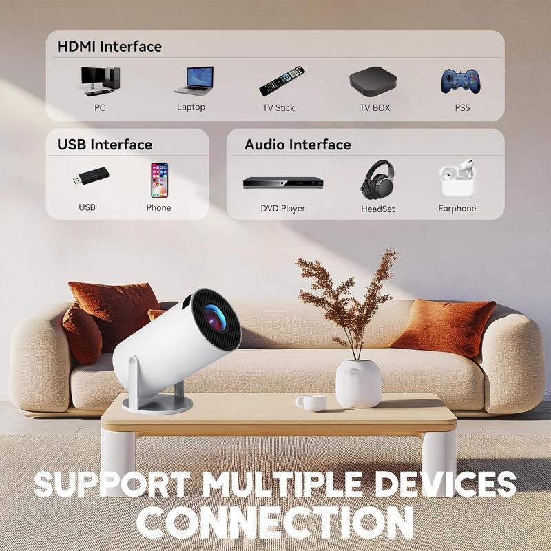 Mini Projector with 2 One Game Controller and More than 1000 One Games Portable Overhead Projector 4K P Android 12 Bluetooth 5.2 WiFi 6 Automatic Keystone Home Movie Projector for Mobile Phone Laptop android tv projector smart projector round design