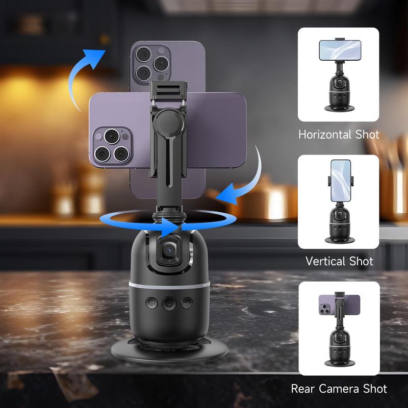 Smart 360-degree Auto Face Tracking Gimbal Stabilizer, 1 Count Multifunction Desktop Mobile Phone Stabilizer, Selfie Accessories Compatible with Smart Devices