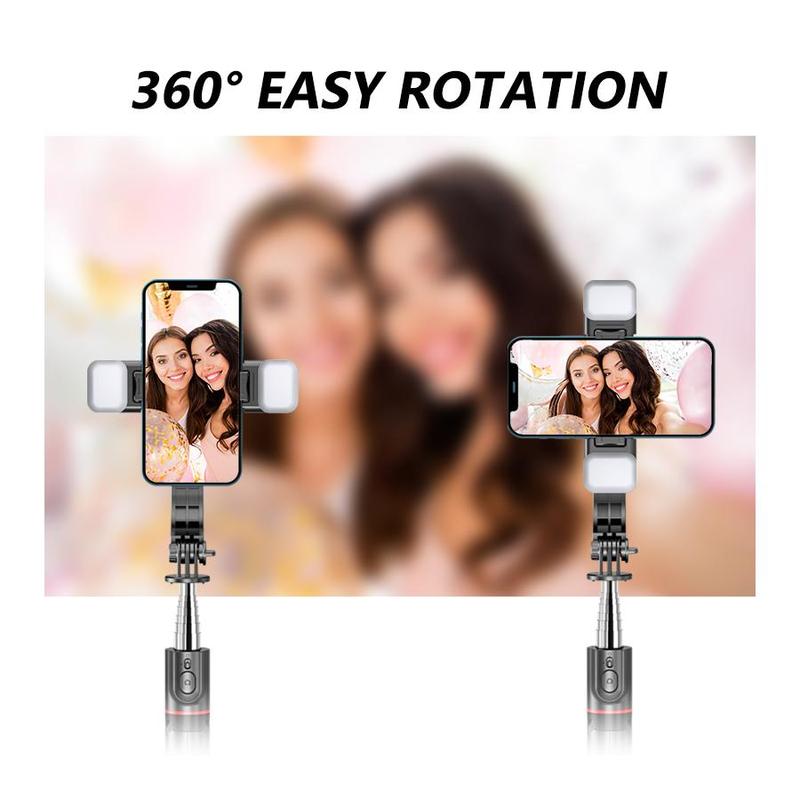 Selfie Stick Tripod for iPhone, Smart Phone Accessories with 3 Color Temperature Fill Light, BT Stabilizer, Content Creator Tool, Wireless 360 degree Rotatable Phone Holder, Live Streaming Vlogging Photography Portable Foldable Remote Control Selfie Stick