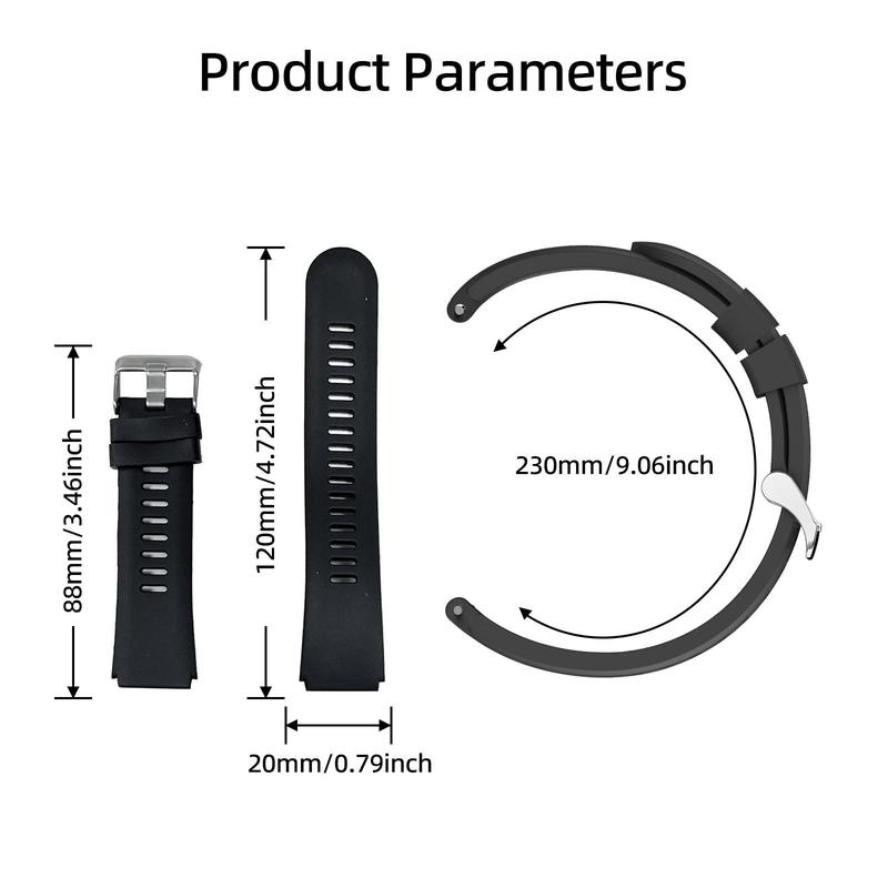 Durable Silicone Watch Band for Watch ZL54C ZL54CJ, 20mm Soft Rubber Replacement Watch Band with Stainless Steel Buckle, Smart Watch Bands Sport Watch Band for Men Women, Replacement for 20mm Watch Band