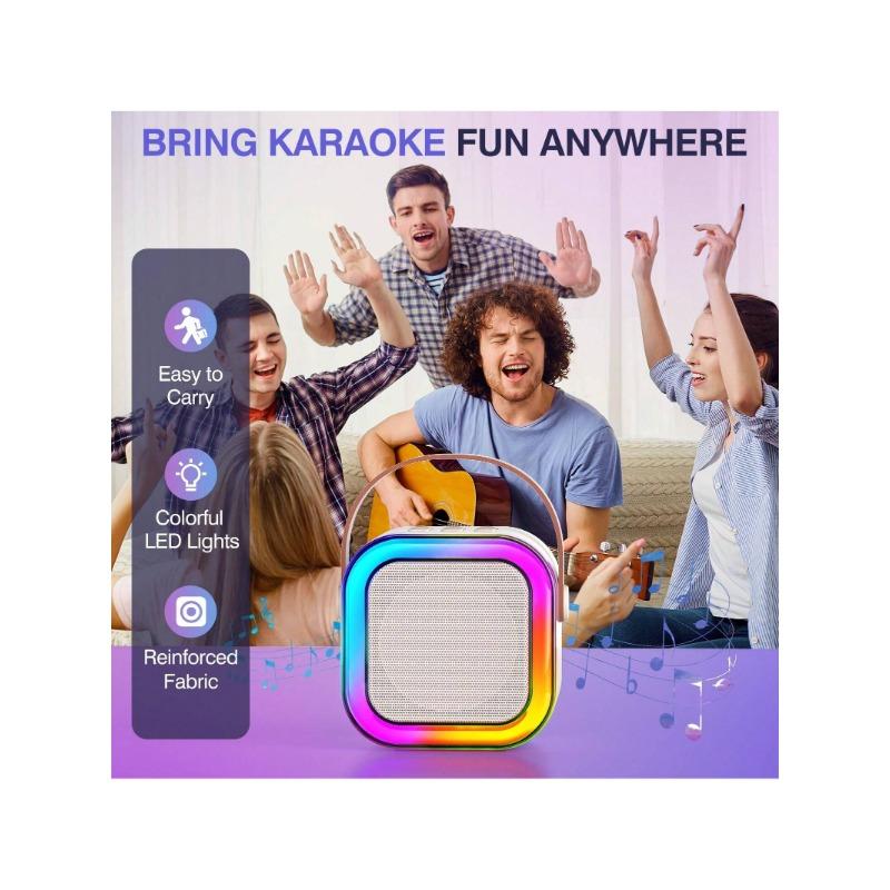 Karaoke Machine for Kids Adults,Mini Portable Blue-Tooth Karaoke Speaker,Mobile Phone External Speaker,With 2 Wireless Microphones and Dynamic Lights,Birthday Gift,Home KTV,Outdoor,Travel for Apple IPhone, IPad, Laptops,Gifts for Girls and Boys