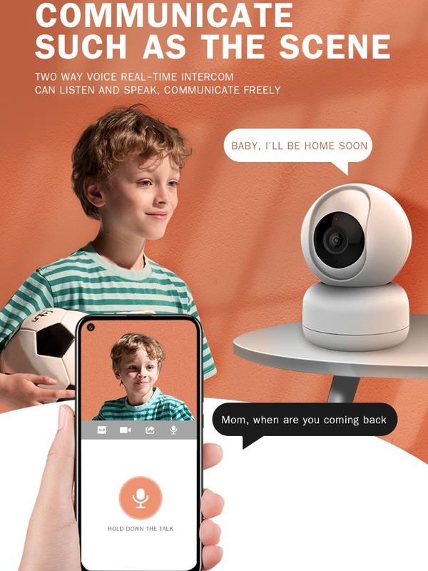 Indoor Pan Tilt Smart Security Camera, 1080p HD Dog-Camera,2.4GHz with Night Vision,Motion Detection for Baby and Pet Monitor, Cloud & SD Card Storage, Works with Alexa& Google Home, White