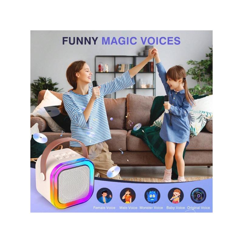 Karaoke Machine for Kids Adults,Mini Portable Blue-Tooth Karaoke Speaker,Mobile Phone External Speaker,With 2 Wireless Microphones and Dynamic Lights,Birthday Gift,Home KTV,Outdoor,Travel for Apple IPhone, IPad, Laptops,Gifts for Girls and Boys