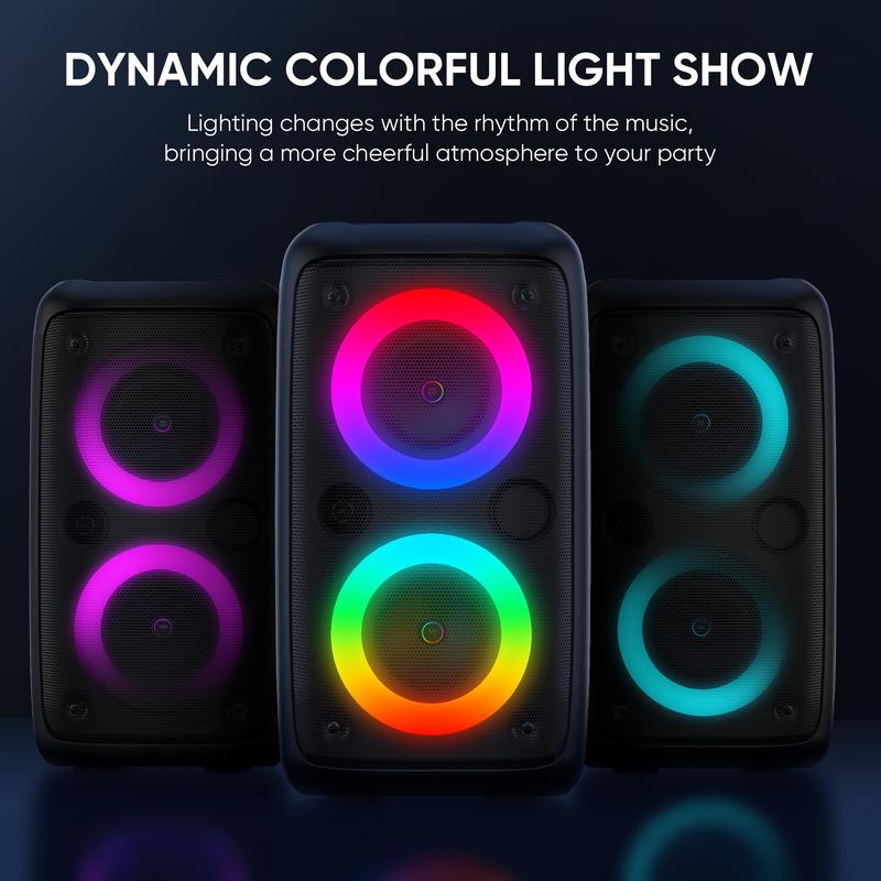Color Light with Large Loudspeaker Box, Microphone, Stereo Speaker, Outdoor Wireless Stereo, Party Disco Light, TWS,TF, Aux, Mic Portable Wireless Speaker-Perfect Audio Companion!