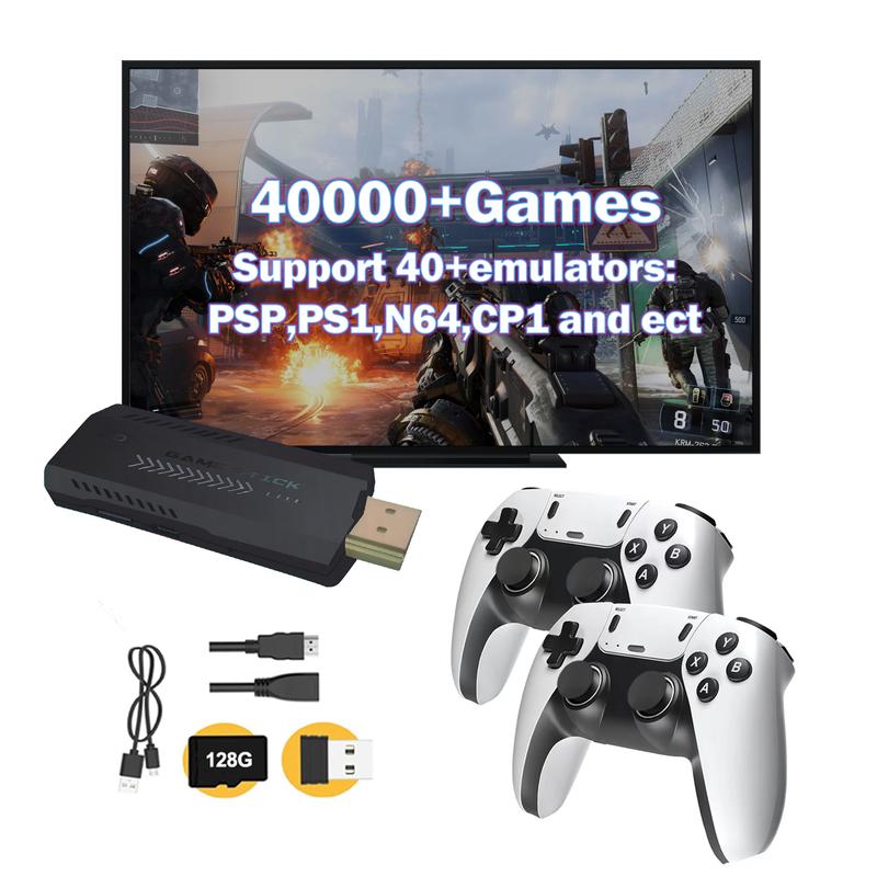 4K Retro Game Stick – 40,000+ Games, 40+ Emulators, Plug & Play Console with 2.4G Wireless Controllers and 4K HDMI Output