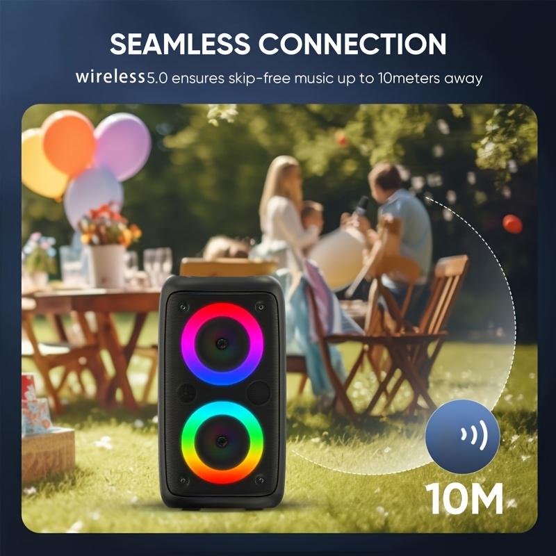 Color Light with Large Loudspeaker Box, Microphone, Stereo Speaker, Outdoor Wireless Stereo, Party Disco Light, TWS,TF, Aux, Mic Portable Wireless Speaker-Perfect Audio Companion!