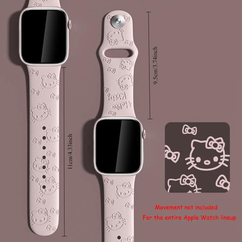 SANRIO Cute Pattern Silicone Watch Band (Band Only), 1 Count Adjustable Watch Band for Women & Girls, Wearable Accessories Compatible with iWatch Series