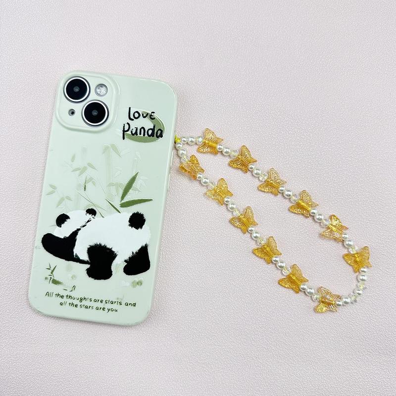 Fashion Artificial Crystal Butterfly Beaded Phone Chain, Acrylic Artificial Pearl Decor Mobile Phone Ornament, Anti Lost Phone Holder Wrist Strap, Fashion Phone Pendant for Women, Phone Accessories