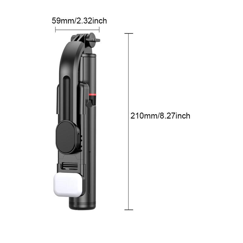 Selfie Stick Tripod for iPhone, Smart Phone Accessories with 3 Color Temperature Fill Light, BT Stabilizer, Content Creator Tool, Wireless 360 degree Rotatable Phone Holder, Live Streaming Vlogging Photography Portable Foldable Remote Control Selfie Stick