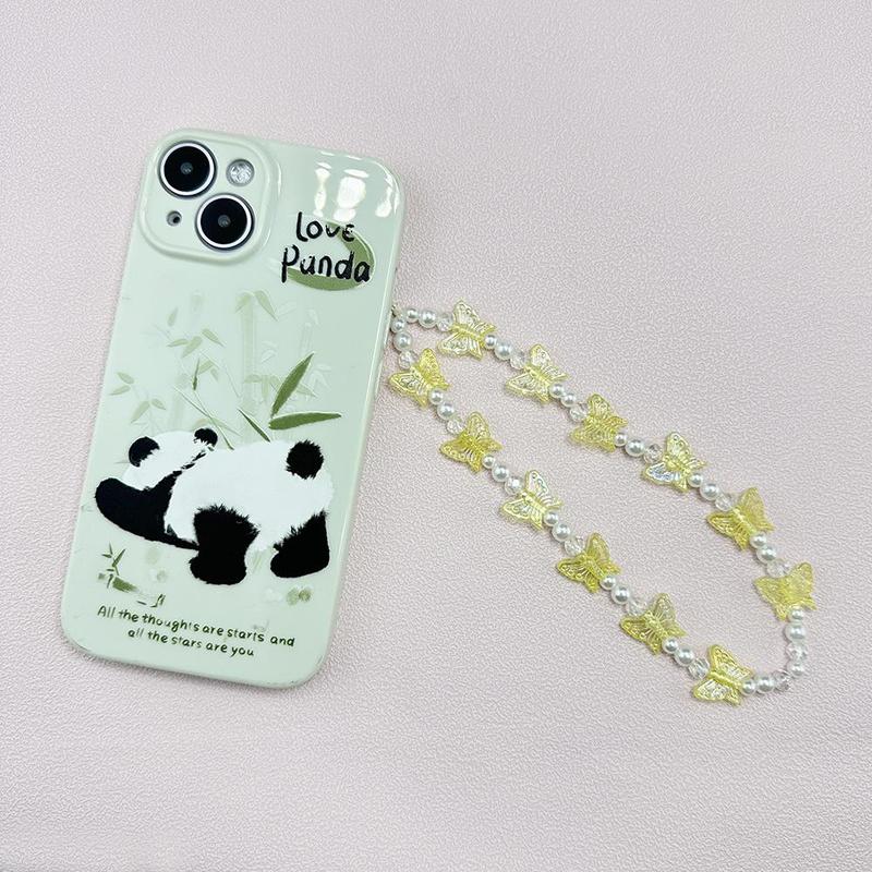 Fashion Artificial Crystal Butterfly Beaded Phone Chain, Acrylic Artificial Pearl Decor Mobile Phone Ornament, Anti Lost Phone Holder Wrist Strap, Fashion Phone Pendant for Women, Phone Accessories