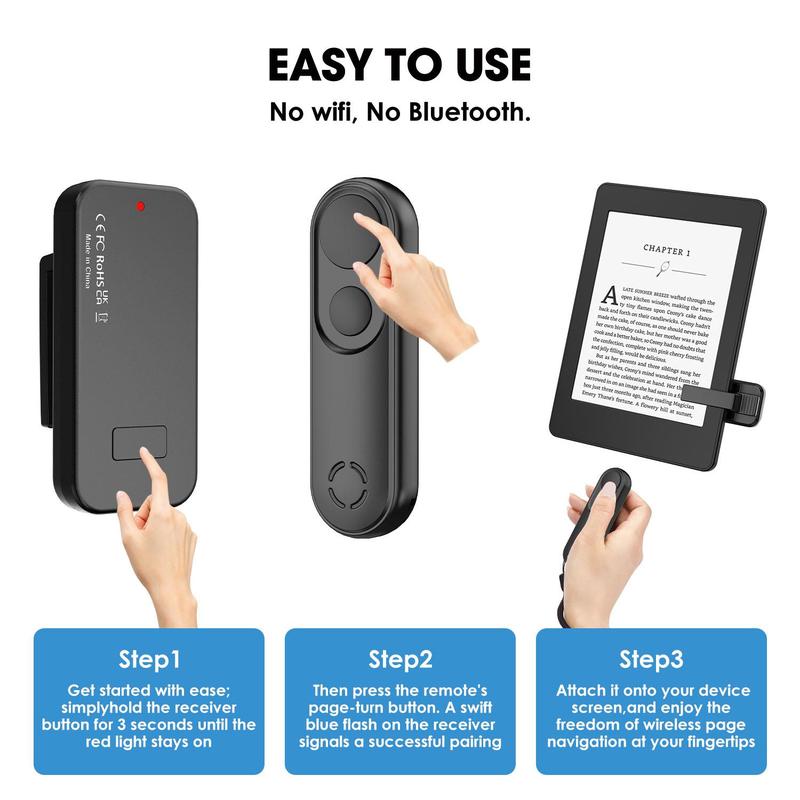 Remote Control Page Turner for Kindle Paperwhite Oasis Kobo, Rechargeable Clicker Page Turner Kindle Accessories for iPhone, iPad, Android Tablets, Page Turning Tool