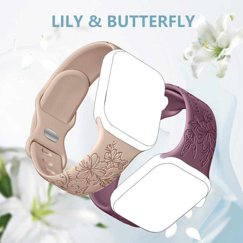 Floral Embossed Watch Band, 1 Count Breathable Soft Silicone Watch Band, Wearable Accessories Compatible with Apple Watch Series