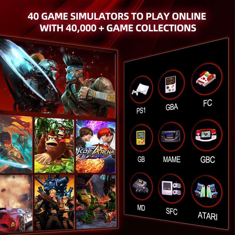 4K Retro Game Stick – 40,000+ Games, 40+ Emulators, Plug & Play Console with 2.4G Wireless Controllers and 4K HDMI Output