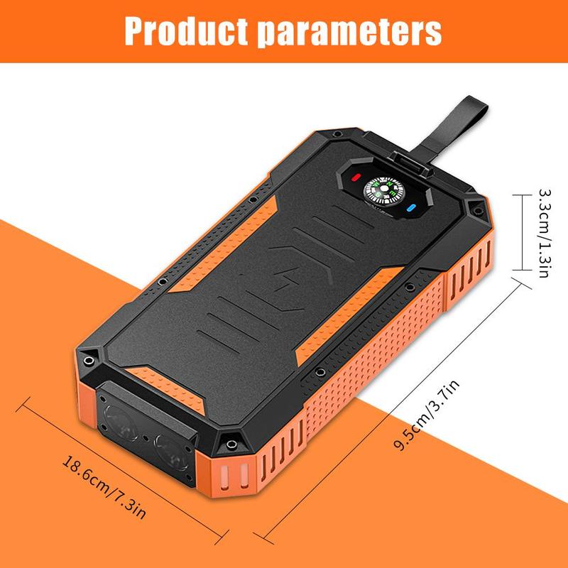 Solar Charger, 30000mAh with USB C Input Output, Portable Wireless Charger for Cell Phones, QC3.0 Quick Charger with LED Flashlight, Waterproof Charger,. Charge six devices at the same time