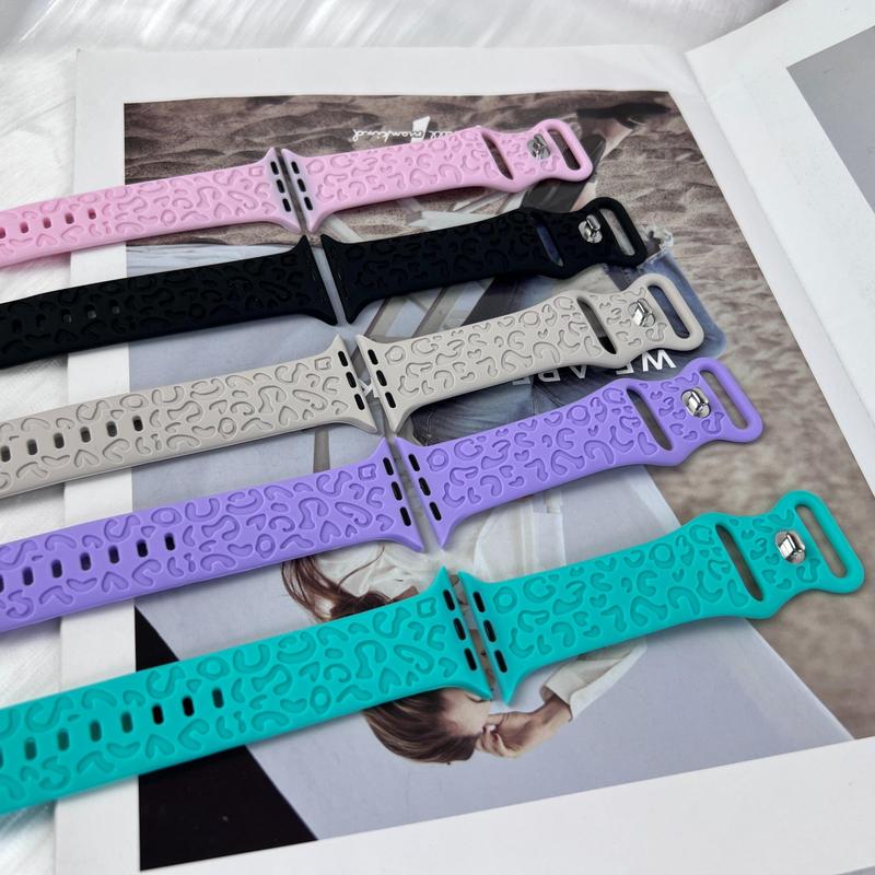 Engraved Leopard-print Design Watch Band (Band Only), 1 Count Durable Smart Watch Band, Wearable Accessories Compatible with iWatch Series