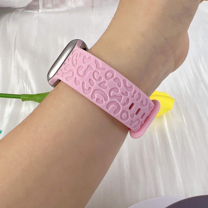 Engraved Leopard-print Design Watch Band (Band Only), 1 Count Durable Smart Watch Band, Wearable Accessories Compatible with iWatch Series