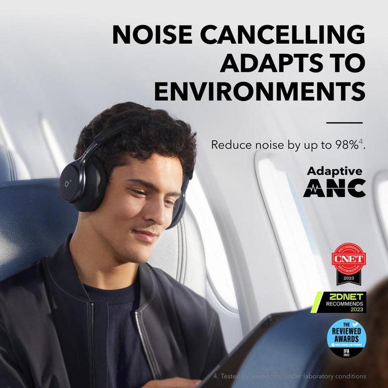 Space One Active Noise Cancelling Headphones by Anker - 40H Playtime, LDAC Hi-Res Audio, Bluetooth 5.3, Clear Calls