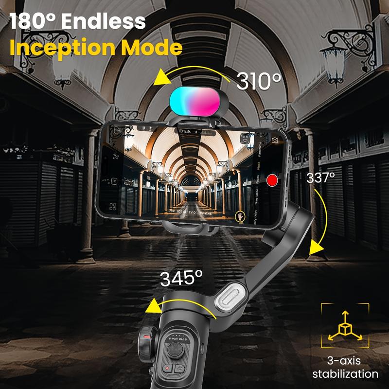 3-Axis Phone Gimbal Stabilizer XE Combo1 Kit with 73CM Extension Rod, Follow Focus Wheel, Inception Mode, Premium Storage Bag for Smartphones and Android Phones