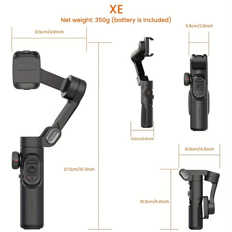 3-Axis Phone Gimbal Stabilizer XE Combo1 Kit with 73CM Extension Rod, Follow Focus Wheel, Inception Mode, Premium Storage Bag for Smartphones and Android Phones