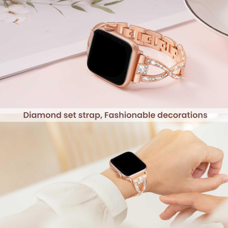 Fashionable Watch Band, Stainless Steel Watch Band for Women & Men, Wearable Accessories Compatible with Apple Watch Series