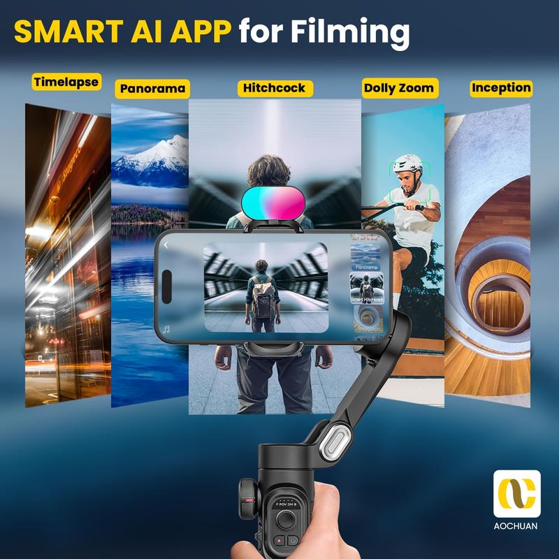 3-Axis Phone Gimbal Stabilizer XE Combo1 Kit with 73CM Extension Rod, Follow Focus Wheel, Inception Mode, Premium Storage Bag for Smartphones and Android Phones