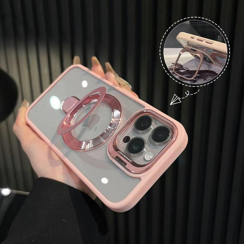 2024New Style Clear Magnetic Stand Phone case with Camera Stand Magnetic wireless charging for iPhone 16 15 14 13 12Pro Max 16 15 14 Plus Accessories Protector Accessories Protector Cellphone Casing iphonecase Screen Protector Protection Accessories