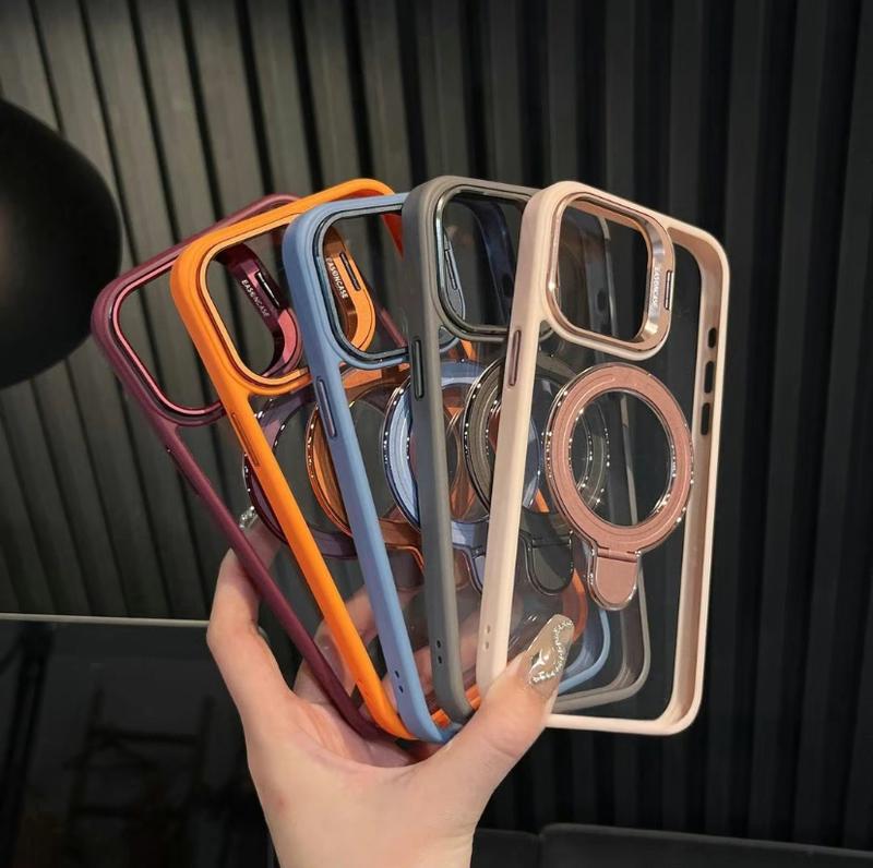 2024New Style Clear Magnetic Stand Phone case with Camera Stand Magnetic wireless charging for iPhone 16 15 14 13 12Pro Max 16 15 14 Plus Accessories Protector Accessories Protector Cellphone Casing iphonecase Screen Protector Protection Accessories