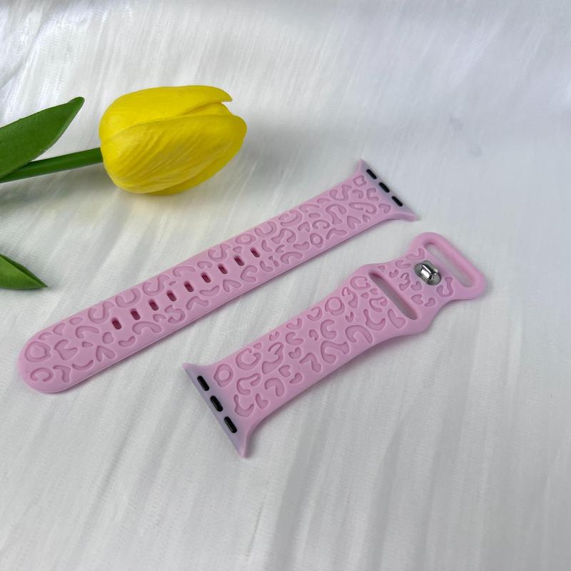 Engraved Leopard-print Design Watch Band (Band Only), 1 Count Durable Smart Watch Band, Wearable Accessories Compatible with iWatch Series