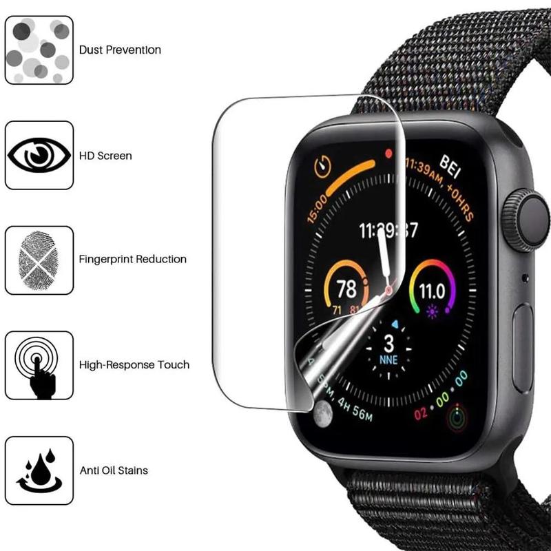 HD Soft Hydrogel Watch Screen Film, 2 Counts Watch Screen Protective Protector, Watch Screen Protector for Apple Watch 8 7 6 SE 5 4 3