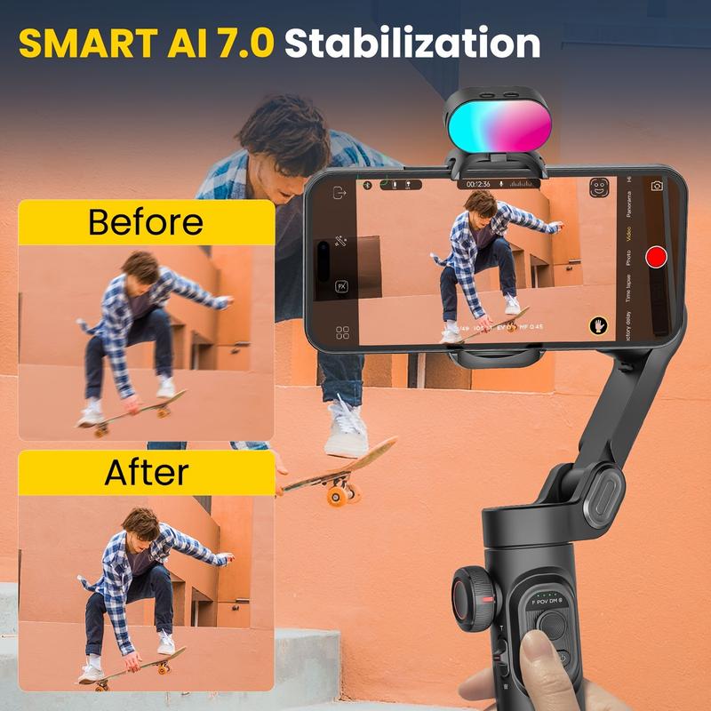 3-Axis Phone Gimbal Stabilizer XE Combo1 Kit with 73CM Extension Rod, Follow Focus Wheel, Inception Mode, Premium Storage Bag for Smartphones and Android Phones