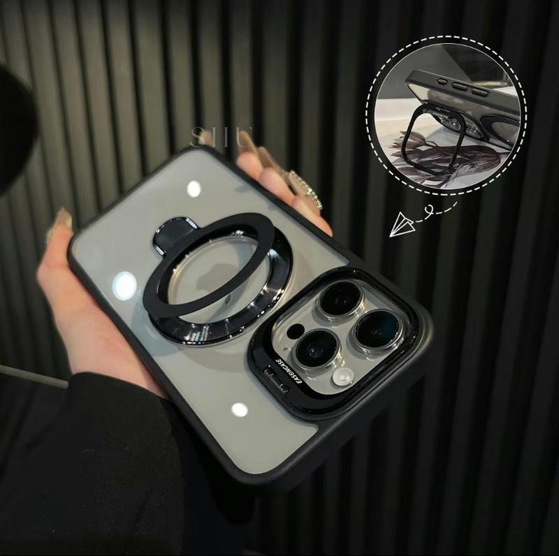 2024New Style Clear Magnetic Stand Phone case with Camera Stand Magnetic wireless charging for iPhone 16 15 14 13 12Pro Max 16 15 14 Plus Accessories Protector Accessories Protector Cellphone Casing iphonecase Screen Protector Protection Accessories