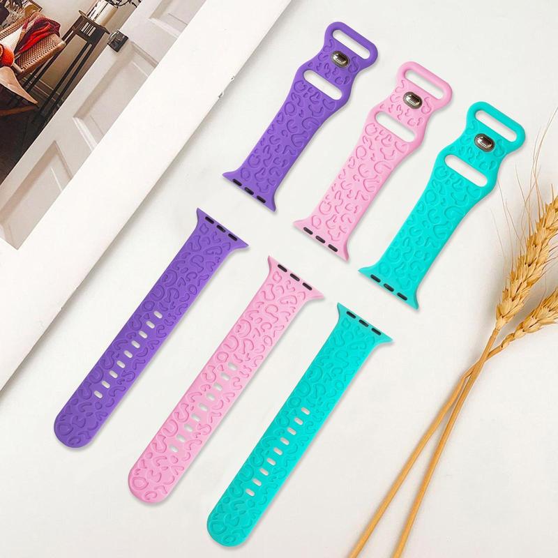 Engraved Leopard-print Design Watch Band (Band Only), 1 Count Durable Smart Watch Band, Wearable Accessories Compatible with iWatch Series