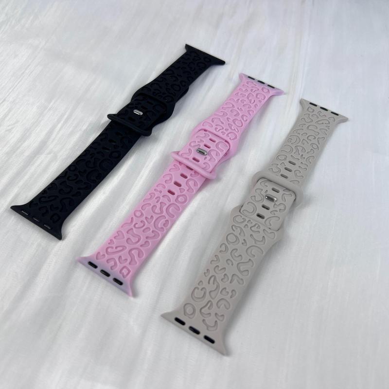 Engraved Leopard-print Design Watch Band (Band Only), 1 Count Durable Smart Watch Band, Wearable Accessories Compatible with iWatch Series