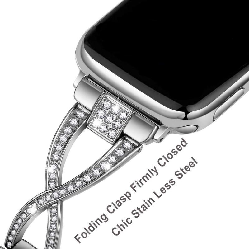 Fashionable Watch Band, Stainless Steel Watch Band for Women & Men, Wearable Accessories Compatible with Apple Watch Series