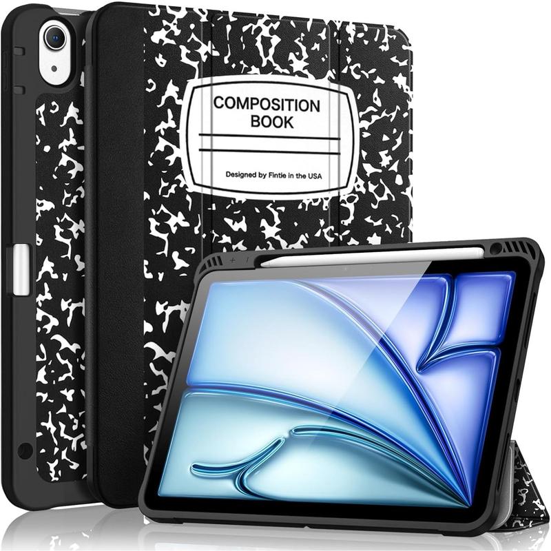 SlimShell Case for iPad Air 11-inch M2 (2024), iPad Air 5th Generation (2022)   iPad Air 4th Gen (2020) 10.9 Inch - Flexible Soft TPU  Cover with Pencil Holder, Composition Book