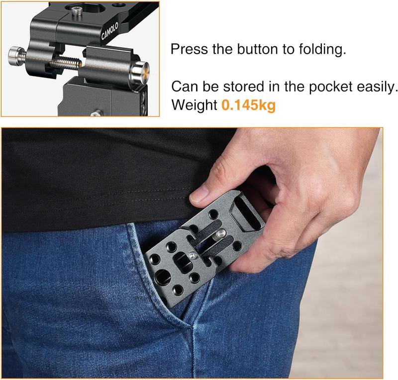 CAMOLO DSLR Foldable Camera Mount L Bracket  Arca Swiss Vertical Horizontal Tripod, Quick Release Plate with 1 4