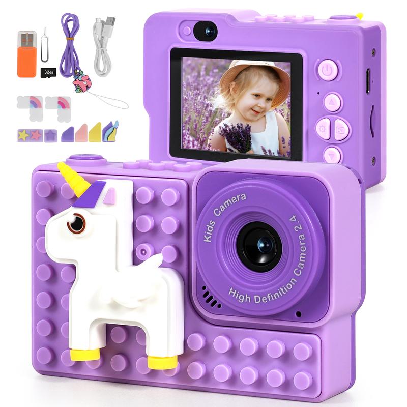 Spring Gifts Kids Camera Toy, 1920*1080P & 48MP Camera, 32G Memory Card, 8x zoom and 28 photo effects, 10 magic effects and 6 stylish Filters for Multi-Scene
