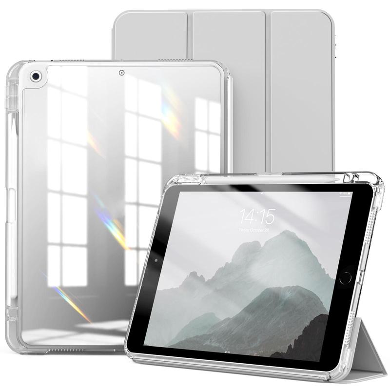 Hybrid Tablet Case with Pencil Holder, 1 Count Clear Hard Back Shell Tablet Case, Tablet & Computer Accessories for iPad 9th 8th 7th Generation 2021 2020 2019