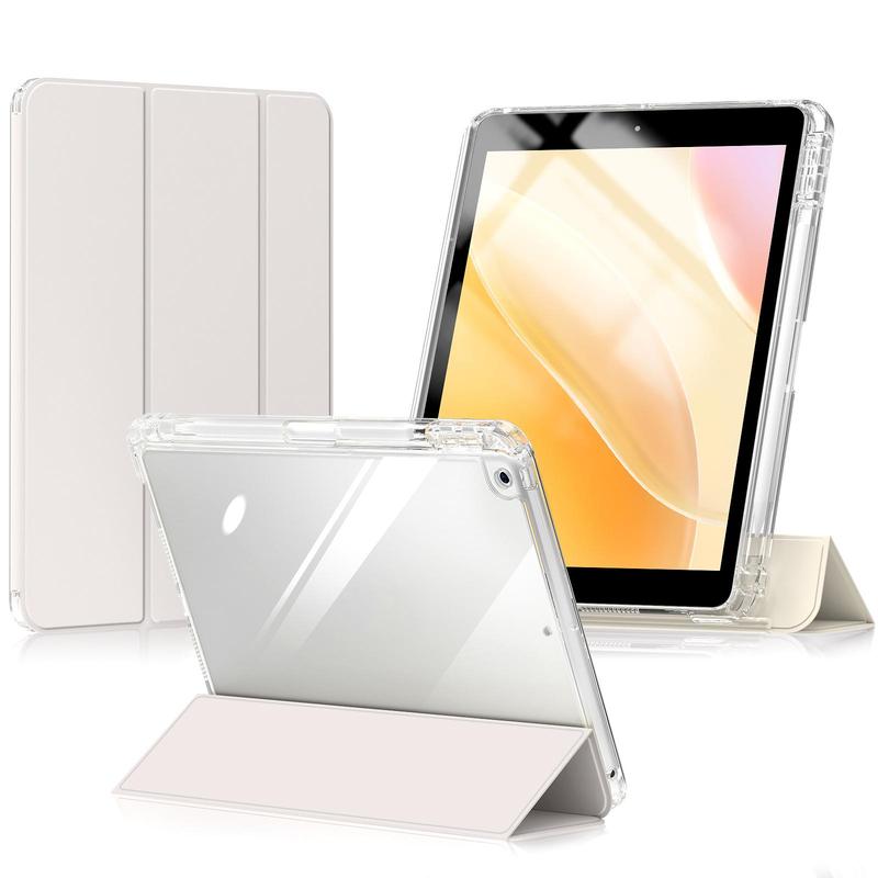 Hybrid Tablet Case with Pencil Holder, 1 Count Clear Hard Back Shell Tablet Case, Tablet & Computer Accessories for iPad 9th 8th 7th Generation 2021 2020 2019