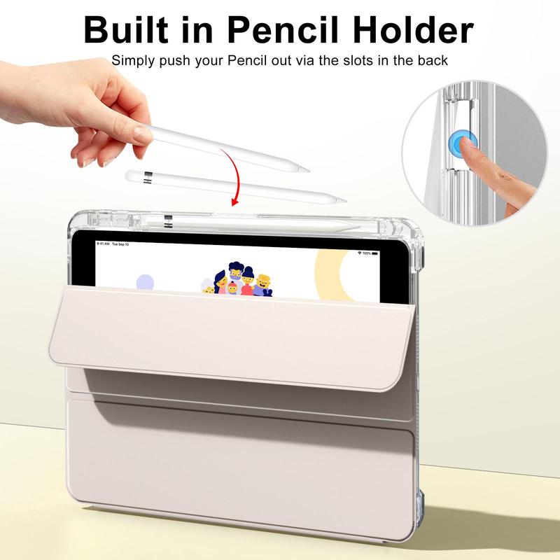 Hybrid Tablet Case with Pencil Holder, 1 Count Clear Hard Back Shell Tablet Case, Tablet & Computer Accessories for iPad 9th 8th 7th Generation 2021 2020 2019