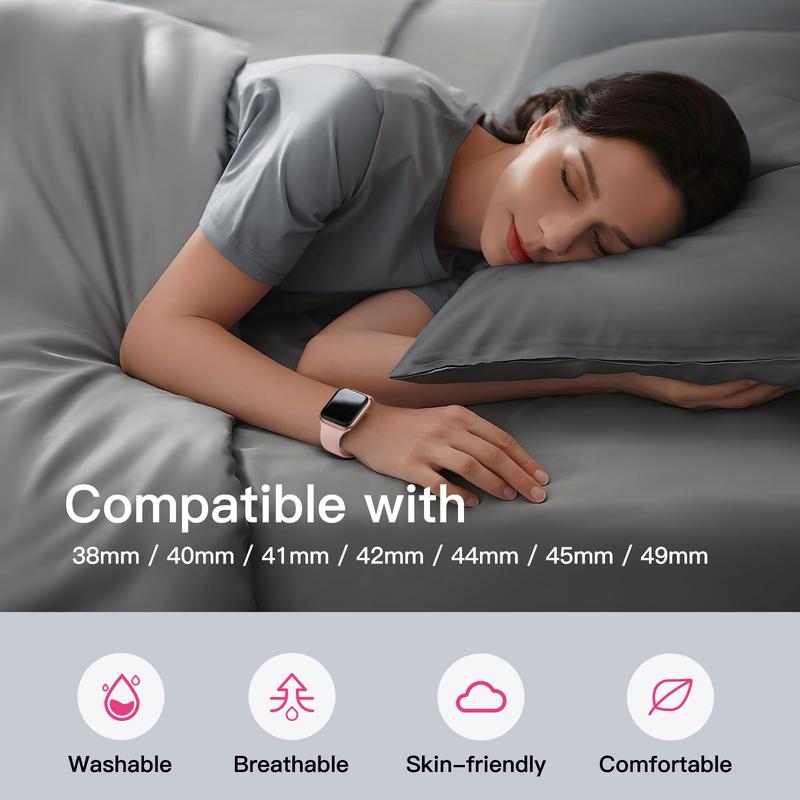 Sport silicone band compatible with Apple Watch bands 40mm 38mm 41mm 44mm 45mm 42mm 49mm women men, soft wristband waterproof replacement sport strap for iWatch bands Series 9 8 7 6 5 4 3 2 1 se ultra, only the strap, not containing a watch Accessories