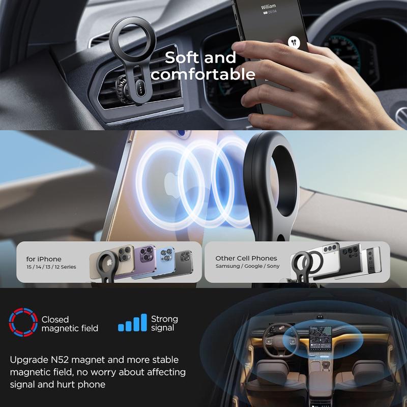 MagSafe Car Mount Magnetic Car Phone Vent Mount, Magnetic Car Phone Holder, Hands Free Cell Phone Car Holder for Vent, Fits for iPhone 16 15 14 13 12 Pro Max Plus Mini MagSafe Case
