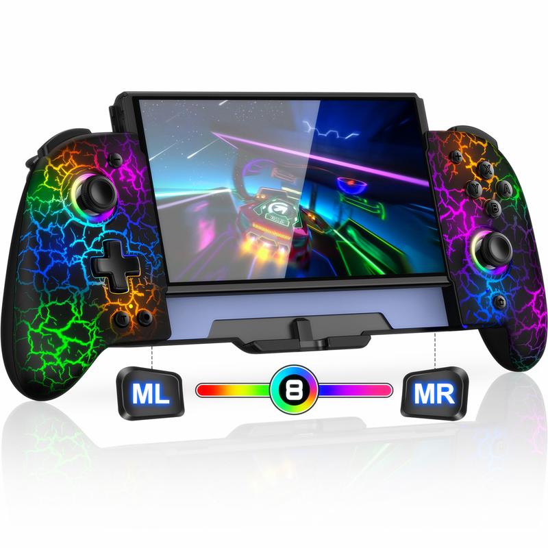 Switch Controller Portable Mode Dedicated Controller Wireless Switch Controller with Macro Function Rear Buttons Turbo Rapid Fire Sleep Wake Vibrate Glowing Grip Type Controller 1000mAh Battery Compatible with Switch Switch OLED