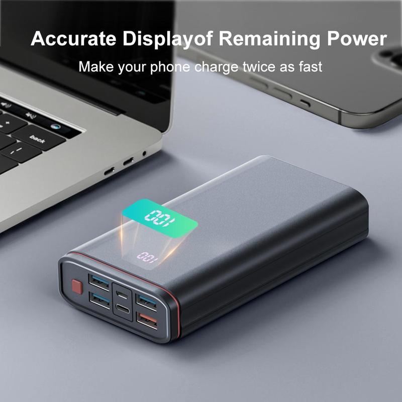 Portable Charger, 20000mAh Power Bank with 4 USB-A Ports, QC18W Type-C Output Input Fast Charging Adapter with LED Digital Display for Phone Tablet, Stocking Fillers Gift