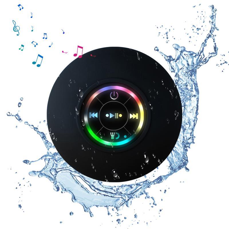 Portable mini bluetooth waterproof speaker with LED light, suitable for bathroom, home and outdoor, suitable as a holiday gift-Audio Smartphone