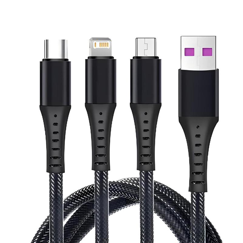 Type C Super Fast Charging Cable, 3 in 1 120W 6A Multifunctional Phone Charger Cable, USB-C Data Cable for iPhone 14 13 12 11 X Pro Max