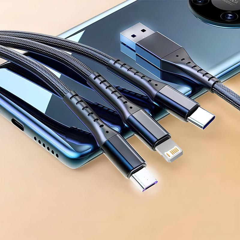 Type C Super Fast Charging Cable, 3 in 1 120W 6A Multifunctional Phone Charger Cable, USB-C Data Cable for iPhone 14 13 12 11 X Pro Max