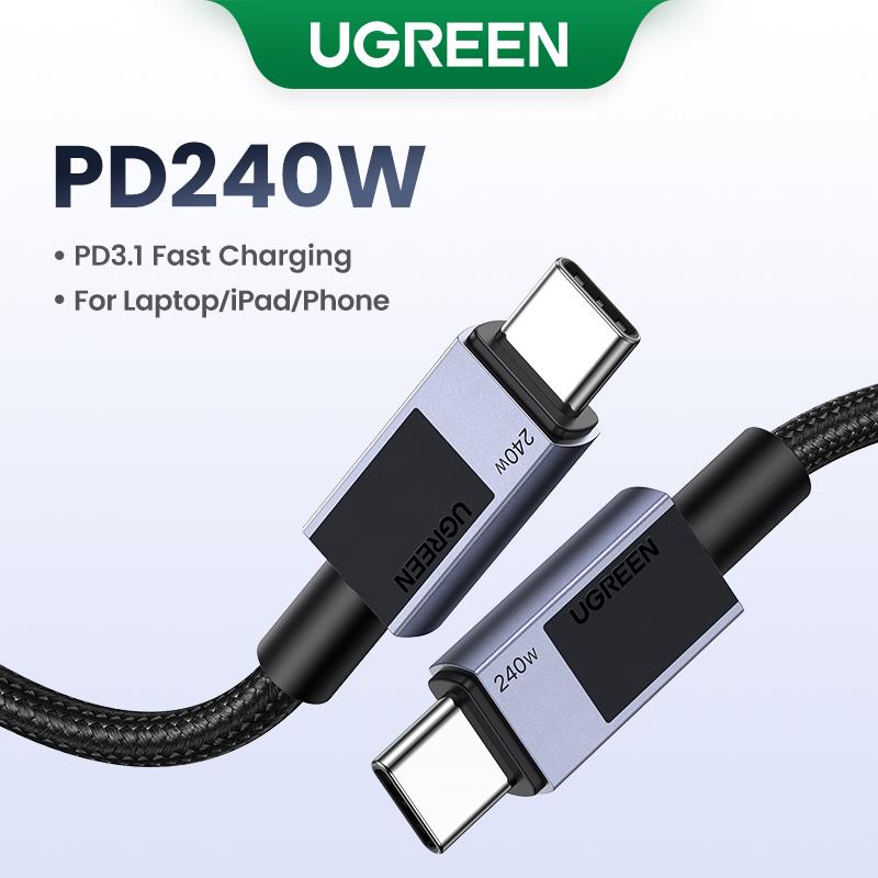 UGREEN 240W USB C to USB C Cable, PD Fast Charging Type C Data Cable, USB C Charger Cable Type C Cord Compatible with MacBook Pro Air, iPhone 16 Pro Max, Galaxy S24 S23, iPad Pro Air Mini 6 Smartphone Devices Durable Electronic Accessories--Black Friday