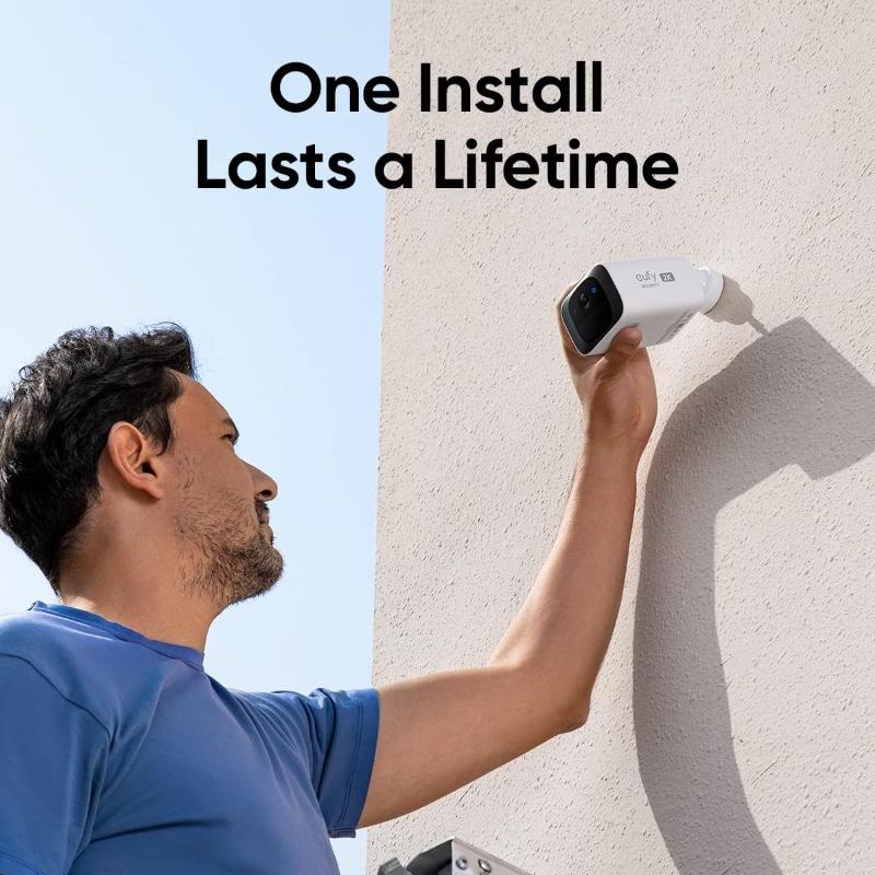 eufy Security SoloCam S220, Solar Security Camera, Wireless Outdoor Camera, Continuous Power, 2K Resolution, Wireless, 2.4 GHz Wi-Fi, No Monthly Fee, HomeBase 3 Compatible